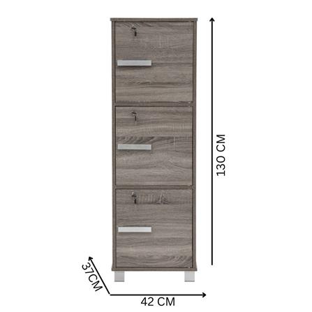 NAOMI 3 DOOR STORAGE BOX WITH LOCK NUHOOM DARK SONOMA