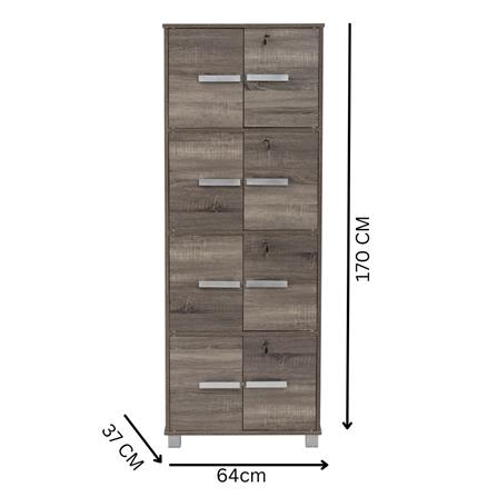 NUHOOM NAOMI 8 DOOR STORAGE BOX WITH LOCK DARK SONOMA