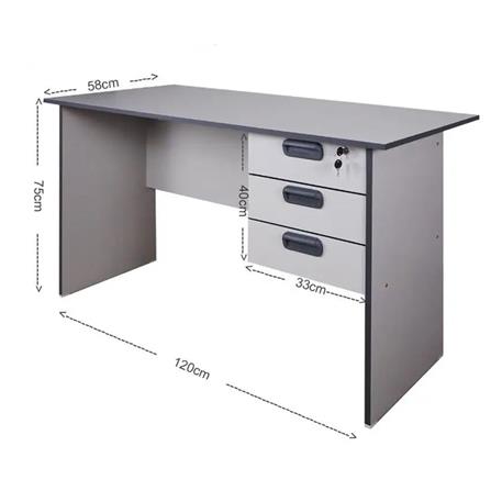 ECO 4 OFFICE TABLE 3 DRAWER GREY