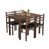 NUHOOM WALD DINING SET 1+4 DARK WALNUT