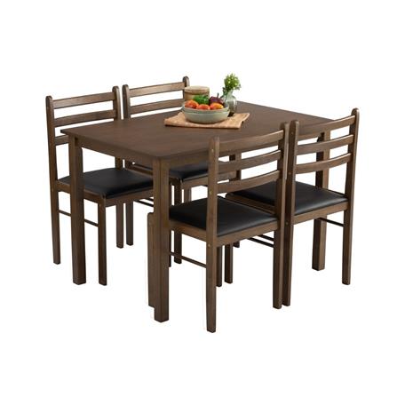 NUHOOM WALD DINING SET 1+4 DARK WALNUT