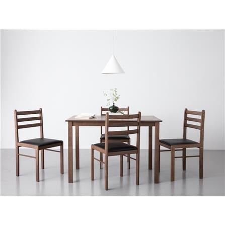 NUHOOM WALD DINING SET 1+4 DARK WALNUT