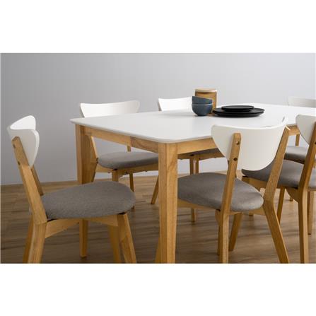 NUHOOM CHARMANT 800X1400 DINING TABLE IN NATURAL COLOUR LEG, WHITE LACQUERED TOP