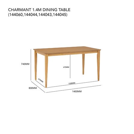 NUHOOM CHARMANT 800X1400 DINING TABLE IN NATURAL COLOUR LEG, WHITE LACQUERED TOP