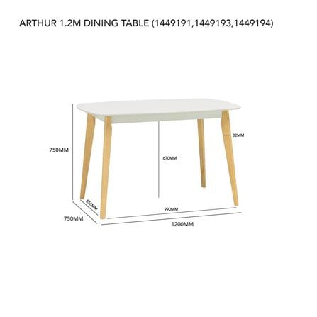 NUHOOM ARTHUR DINING TABLE 120CM DUST BLUE LAC