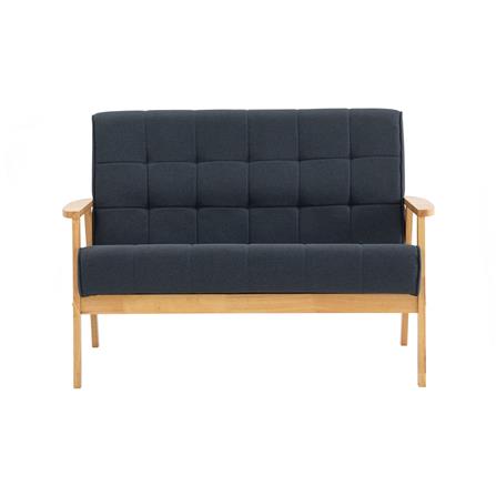 HIACE 2 SEATER SOFA IN NATURAL COLOUR, NAVY COLOUR CHALLIS FABRIC