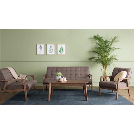 TUCSON 2 SEATER SOFA IN COCOA COLOUR, CHESTNUT COLOUR DIMITY FABRIC