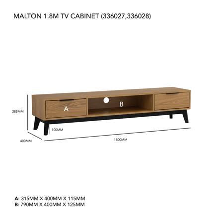 NESTHOUZ MALTON 1.8M TV CABINET 114/109 BLACK/COCOA