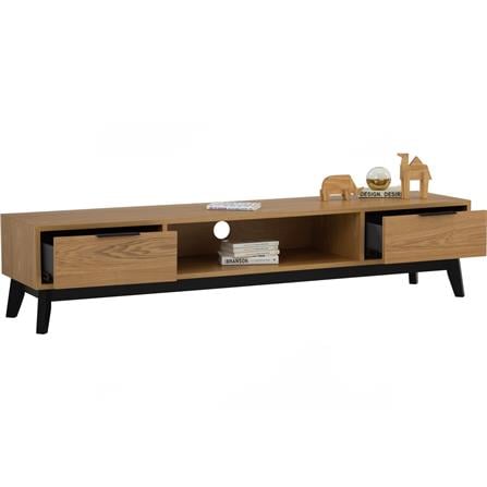 NESTHOUZ MALTON 1.8M TV CABINET 114/102 BLACK/NATURAL