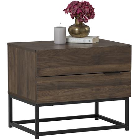 NUHOOM CAPRI SIDE TABLE IN MATT BLACK EPOXY COLOUR LEG, WALNUT COLOUR TOP 802/170