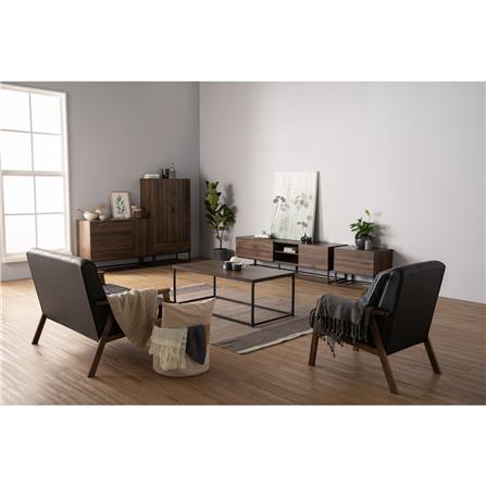 NUHOOM CAPRI SIDE TABLE IN MATT BLACK EPOXY COLOUR LEG, WALNUT COLOUR TOP 802/170