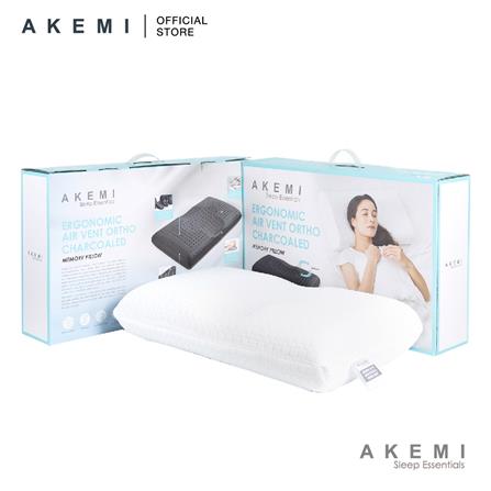 AKEMI PILLOW SLEEP ESSENTIAL ERGONOMIC AIR VENT ORTHO CHARCOALED MEMORY FOAM 60X40X12CM BLACK