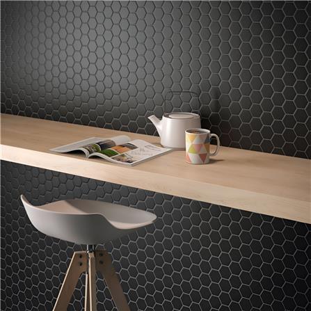 MOSAIC 26X31 HEXAGON BLACK RETRO CLASIKO