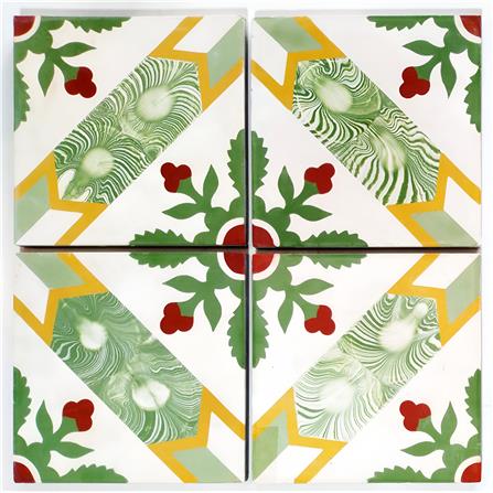 GNG FLOORTILE 20X20CM CEMENT ENCAUSTIC GREEN GRADE A 0.48M2