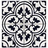 GNG FLOORTILE 20X20CM CEMENT ENCAUSTIC BLACK AND WHITE GRADE A 0.48