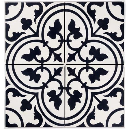 GNG FLOORTILE 20X20CM CEMENT ENCAUSTIC BLACK AND WHITE GRADE A 0.48