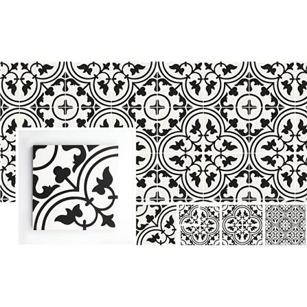 GNG FLOORTILE 20X20CM CEMENT ENCAUSTIC BLACK AND WHITE GRADE A 0.48