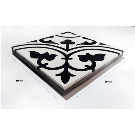 GNG FLOORTILE 20X20CM CEMENT ENCAUSTIC BLACK AND WHITE GRADE A 0.48