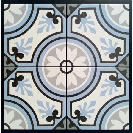 GNG FLOORTILE 20x20CM ART DECORATIVE BLUE AND BEIGE GRADE A 0.48M2
