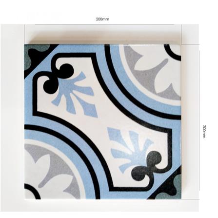 GNG FLOORTILE 20x20CM ART DECORATIVE BLUE AND BEIGE GRADE A 0.48M2