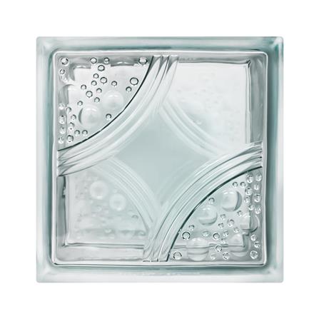 CHANG KAEW GLASS BLOCK 19X19X8CM CIRCLE GEM WHITE CLEAR