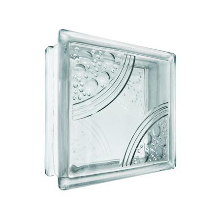 CHANG KAEW GLASS BLOCK 19X19X8CM CIRCLE GEM WHITE CLEAR