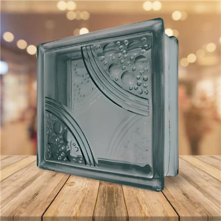 CHANG KAEW GLASS BLOCK 19X19X8CM CIRCLE GEM WHITE CLEAR