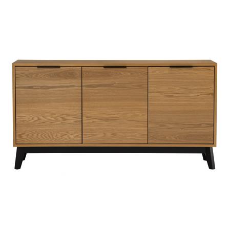 NESTHOUZ MALTON 1.43M SIDEBOARD ON BLACK COLOUR LEG, NATURAL COLOUR BODY