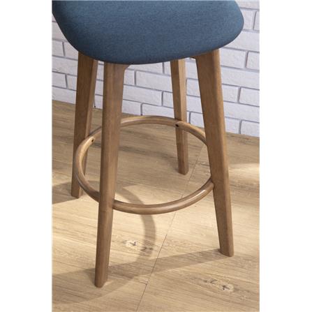 MORA SOLID WOOD BAR CHAIR NAVY FABRIC SEAT