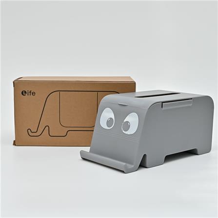 ELEPHANT TISSUE BOX COSSY PLUS  23.5CM CP-Y0373 GREY/YELLOW