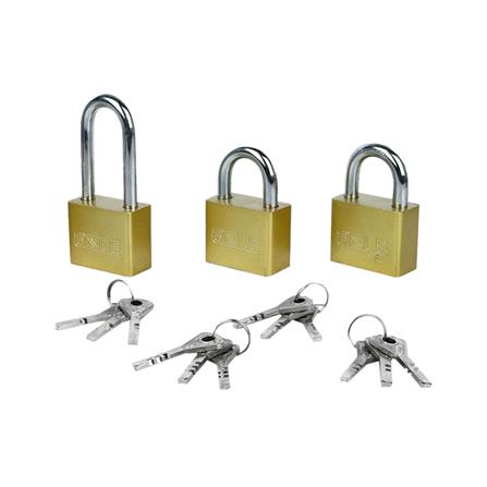 AZLE KEYED ALIKE PADLOCK SET 50MM 3 EACH POLISHED BRASS