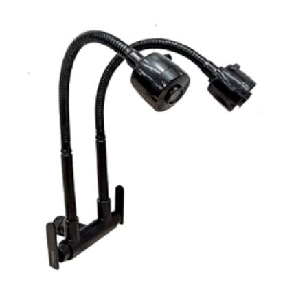 CABANA SINK FAUCET WALL MOUNTED FLEXIBLE DOUBLE HEAD CB2546SS-BLACK MBK (WDCCX)