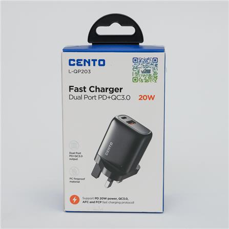 USB FAST CHARGER CT-LQP203 CENTO BLACK