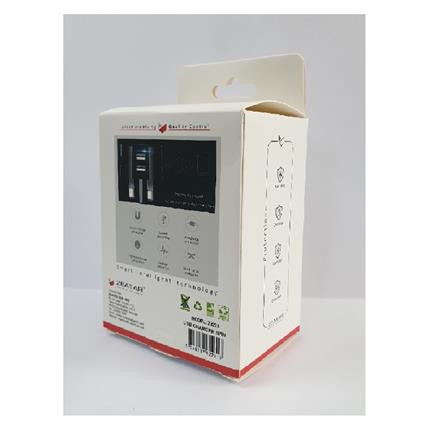 DUAL USB 2.1A 3PIN PLUG TOP Z9223 ZEATAR BLACK