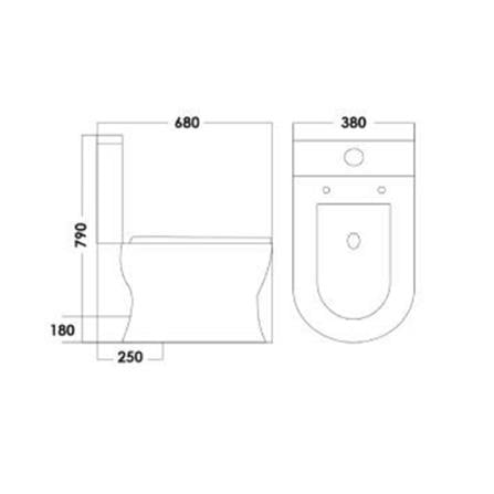 CABANA 2P TOILET CWC604 - P TRAP 3/6L WHITE H79XW38XD68 CM