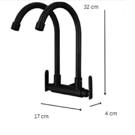 CABANA SINK FAUCET WALL MOUNTED FLEXIBLE HEAD CB2548SS-BLACK
