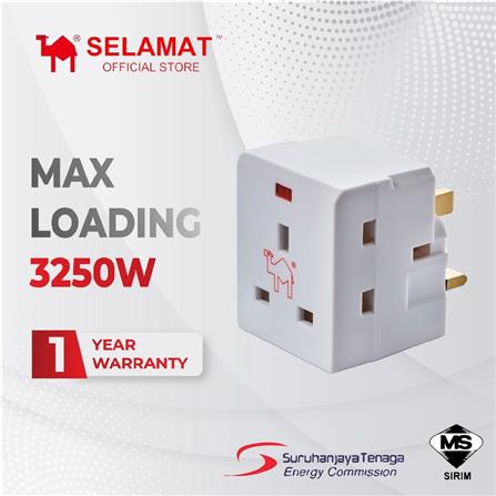 3PIN 3WAY ADAPTOR WITH NEON 2K-333L SELAMAT