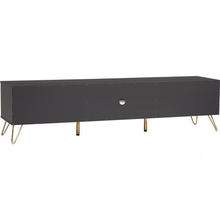 NUHOOM VOLOS 1.8M TV CABINET IN GOLD COLOUR METAL LEG, BLACK COLOUR TOP