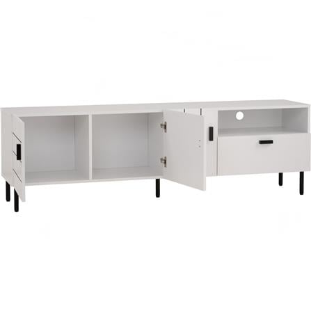 KOTKA 1.8M TV CABINET IN MATT BLACK EPOXY COLOUR LEG, WHITE COLOUR TOP