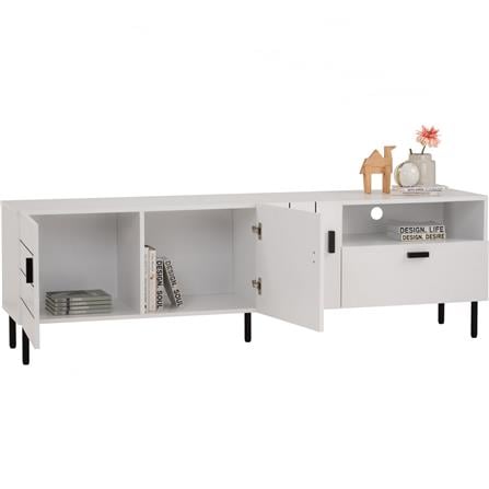 KOTKA 1.8M TV CABINET IN MATT BLACK EPOXY COLOUR LEG, WHITE COLOUR TOP