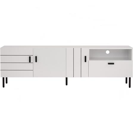 KOTKA 1.8M TV CABINET IN MATT BLACK EPOXY COLOUR LEG, WHITE COLOUR TOP