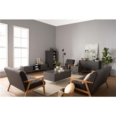 NUHOOM VOLOS COFFEE TABLE IN GOLD COLOUR METAL LEG, BLACK COLOUR TOP