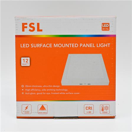 DOWNLIGHT 6" 12W SURFACE SQ C/W FSL ACRYLIC COOL WHITE 6" SQUARE