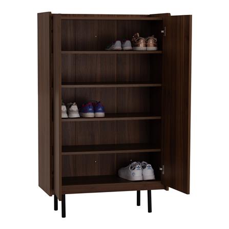 DENVER MULTI FUNCTION CABINET IN MATT BLACK EPOXY COLOUR LEG, WALNUT COLOUR TOP