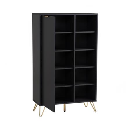 NUHOOM VOLOS MULTI FUNCTION CABINET IN GOLD COLOUR METAL LEG, BLACK COLOUR TOP