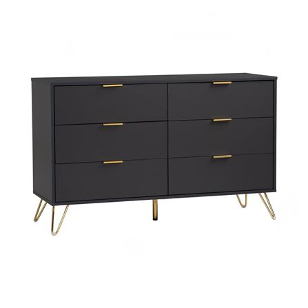 NUHOOM VOLOS 1.2M SIDEBOARD IN GOLD COLOUR METAL LEG, BLACK COLOUR TOP