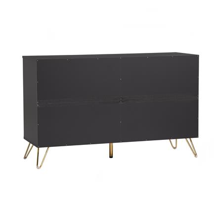 NUHOOM VOLOS 1.2M SIDEBOARD IN GOLD COLOUR METAL LEG, BLACK COLOUR TOP