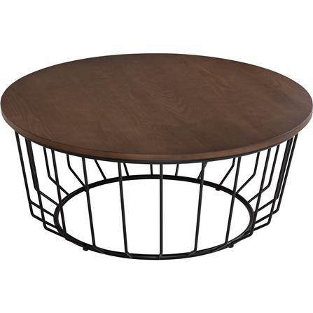 NESTHOUZ FLUX ROUND SIDE TABLE IN COCOA COLOUR TOP, MATT BLACK EPOXY LEG