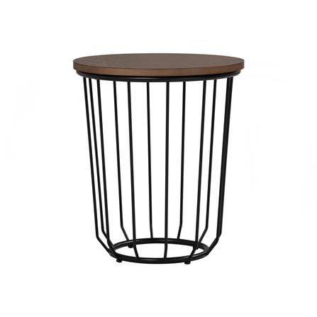 NESTHOUZ FLUX ROUND SIDE TABLE IN COCOA COLOUR TOP, MATT BLACK EPOXY LEG