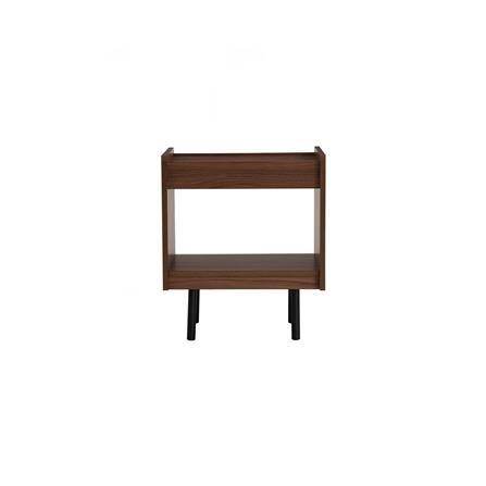 NUHOOM DENVER SIDE TABLE IN MATT BLACK EPOXY COLOUR LEG, WALNUT COLOUR TOP